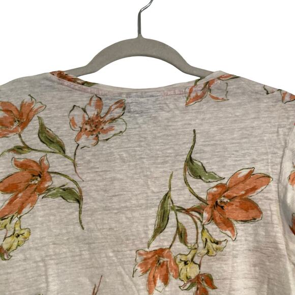 Y2K Rachel Royal Flora Asymmetrical Linen Short Sleeve Feminie Top Size Small - Picture 6 of 16